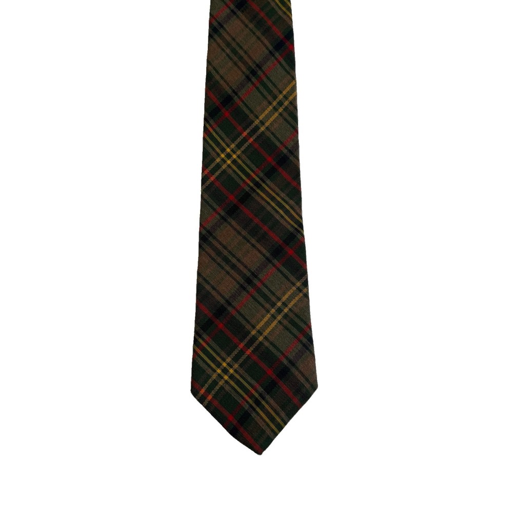 Gap Necktie Mens OS Green Red Plaid Excellent Cotton Wool Blend Woven Classic
